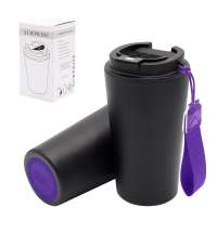 Термокружка Surprise To Go с индикатором, чёрная/фиолетовая