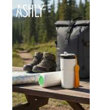 Термокружка Ashly To Go, белая/оранжевая/светло-зелёная