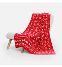 Плед Holidale, красный с молочным