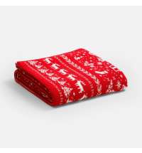 Плед Holidale, красный с молочным