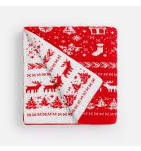 Плед Holidale, красный с молочным