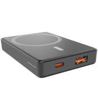 Магнтиный внешний аккумулятор Magnetic с беспроводной зарядкой (5W), 5000 Mah, черный