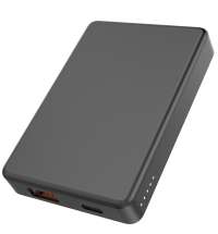 Магнтиный внешний аккумулятор Magnetic с беспроводной зарядкой (5W), 5000 Mah, черный