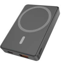 Магнтиный внешний аккумулятор Magnetic с беспроводной зарядкой (5W), 5000 Mah, черный