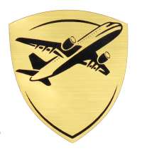 Шильд-наклейка самолет, золото