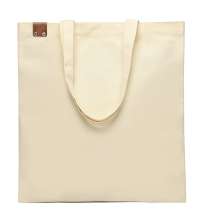 Сумка для покупок IVORY 325 г/м&sup2; с PU нашивкой, коричневый