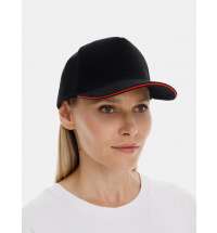 Бейсболка Classic 2.0, черная с красным кантом