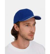 Бейсболка Classic 2.0, ярко-синяя с белым кантом