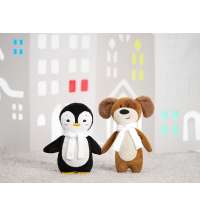 Мягкая игрушка Beastie Toys, пингвиненок с белым шарфом