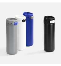 Термостакан X1 с цветной кнопкой, серый с оранжевым