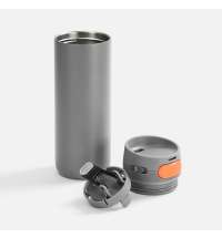Термостакан X1 с цветной кнопкой, серый с оранжевым