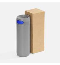 Термостакан X1 с цветной кнопкой, серый с синим