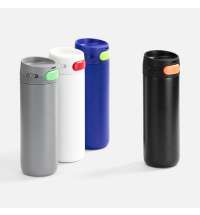 Термостакан X1 с цветной кнопкой, серый с зеленым