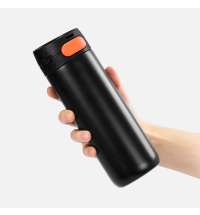 Термостакан X1 с цветной кнопкой, черный с оранжевым