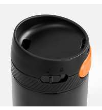 Термостакан X1 с цветной кнопкой, черный с оранжевым