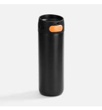 Термостакан X1 с цветной кнопкой, черный с оранжевым