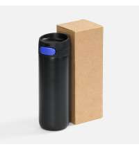 Термостакан X1 с цветной кнопкой, черный с синим