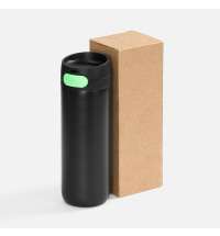 Термостакан X1 с цветной кнопкой, черный с зеленым