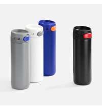 Термостакан X1 с цветной кнопкой, синий с оранжевым