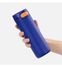 Термостакан X1 с цветной кнопкой, синий с оранжевым