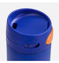 Термостакан X1 с цветной кнопкой, синий с оранжевым