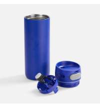 Термостакан X1 с цветной кнопкой, синий с серым