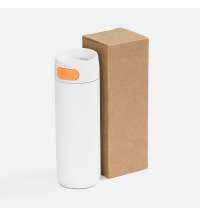 Термостакан X1 с цветной кнопкой, белый с оранжевым