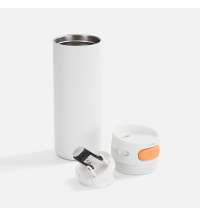 Термостакан X1 с цветной кнопкой, белый с оранжевым