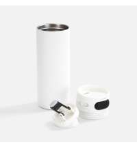 Термостакан X1 с цветной кнопкой, белый с черным