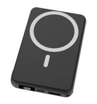 Магнитный внешний аккумулятор Quantum с беспроводной зарядкой (15W), 10000 Mah, черный