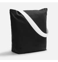 Шопер B5, черный с широкими белыми ручками