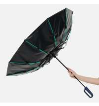 Зонт складной Skymate с УФ-защитой и ручкой-карабином, темно-синий