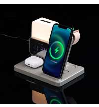 Зарядная станция с электронными часами и подсветкой Large Charge ver.3, серая