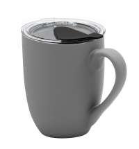 Кружка с крышкой Velvet Duo, софт-тач, тёмно-серая/чёрная