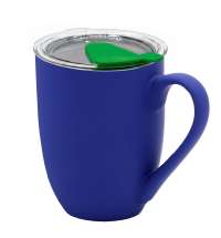 Кружка с крышкой Velvet Duo, софт-тач, тёмно-синяя/зелёная