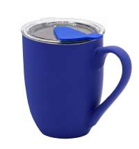 Кружка с крышкой Velvet Duo, софт-тач, тёмно-синяя