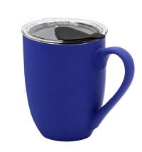 Кружка с крышкой Velvet Duo, софт-тач, тёмно-синяя/чёрная