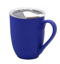 Кружка с крышкой Velvet Duo, софт-тач, тёмно-синяя/белая