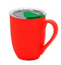 Кружка с крышкой Velvet Duo, софт-тач, красная/зелёная