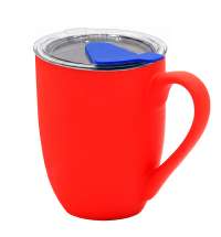 Кружка с крышкой Velvet Duo, софт-тач, красная/синяя
