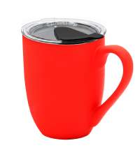 Кружка с крышкой Velvet Duo, софт-тач, красная/чёрная