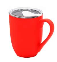 Кружка с крышкой Velvet Duo, софт-тач, красная/белая