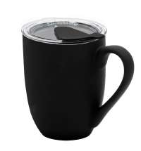 Кружка с крышкой Velvet Duo, софт-тач, чёрная