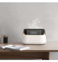 Светодиодный USB увлажнитель-ароматизатор Brava с часами с подсветкой, белый