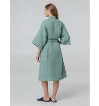 Халат вафельный женский Boho Kimono, зеленая мята