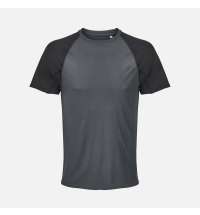 Футболка спортивная унисекс Vortex, черная с темно-серым