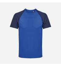 Футболка спортивная унисекс Vortex, темно-синяя с ярко-синим