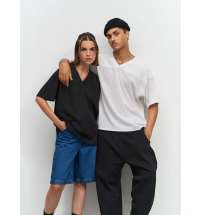 Футболка унисекс Nino с V-образным вырезом, черная