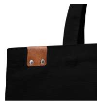 Сумка для покупок IVORY 325 г/м&sup2; с PU нашивкой, чёрный/коричневый