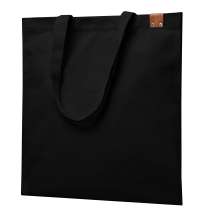 Сумка для покупок IVORY 325 г/м&sup2; с PU нашивкой, чёрный/коричневый